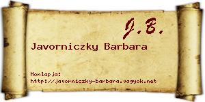 Javorniczky Barbara névjegykártya